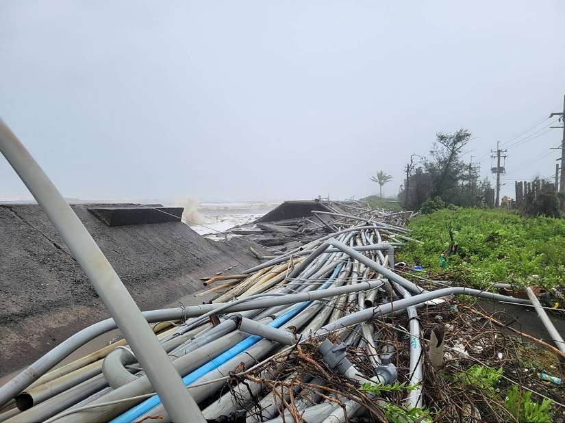 山陀兒颱風造成枋寮大庄海堤破堤 全力搶修中