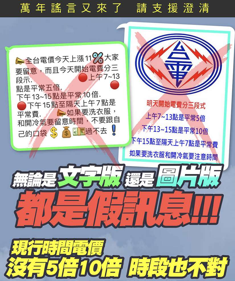 驚!網傳電價三時段收費 台電:假消息 一般家戶只看用電量
