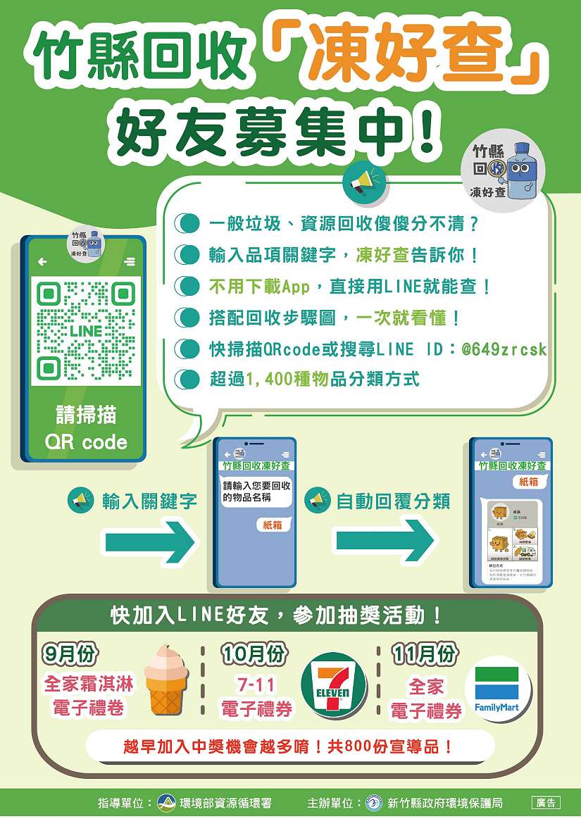 加LINE搞定回收大小事 「竹縣回收凍好查」上線囉
