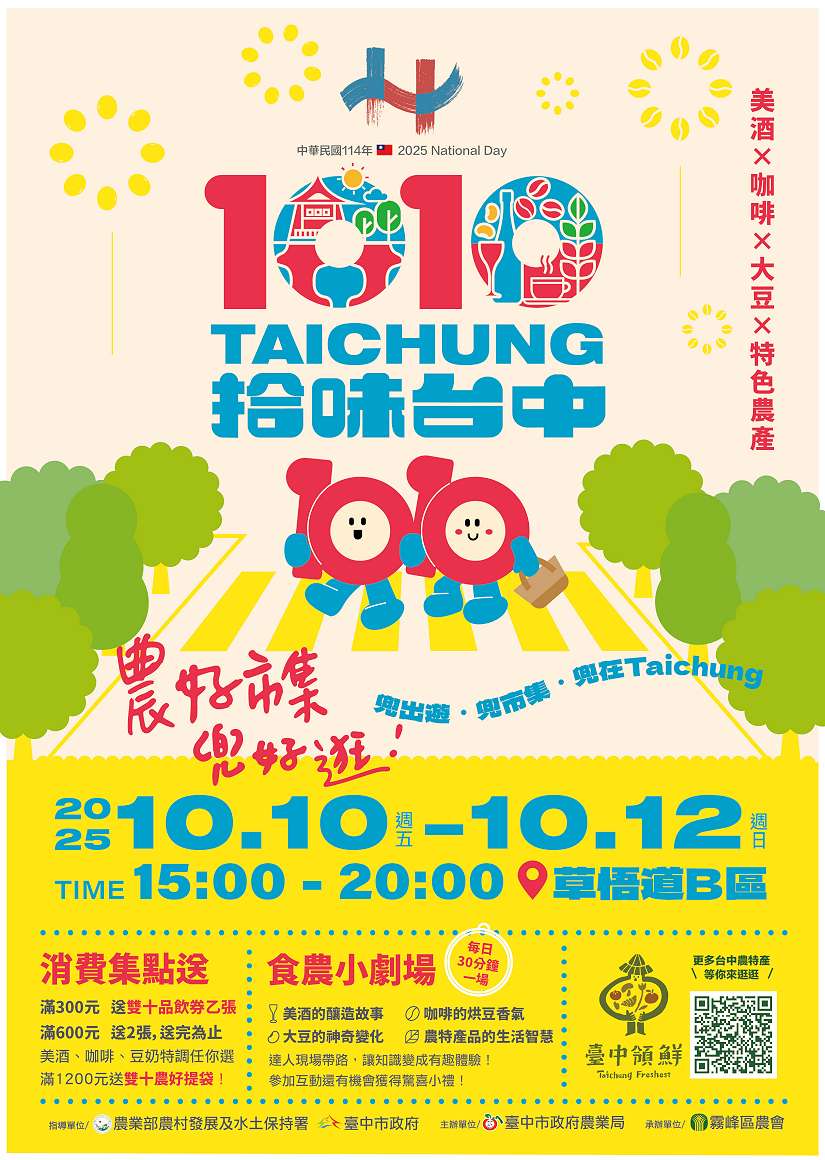 雙十連假遊台中! 日夜都好玩 農業局拾味台中市集盛大接力