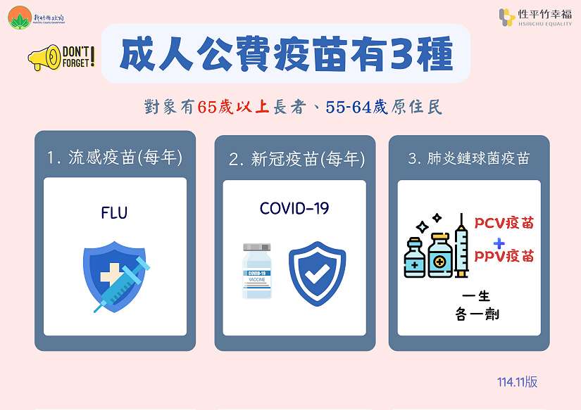近期天氣轉冷 長者及幼兒記得儘速接種公費流感及新冠疫苗