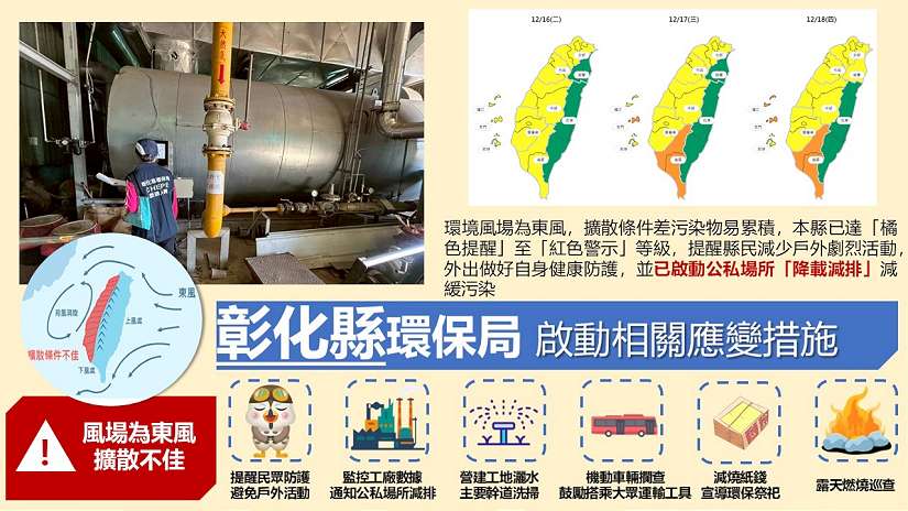 因應空品不良，環保局已啟動應變並請縣民做好自身健康防護