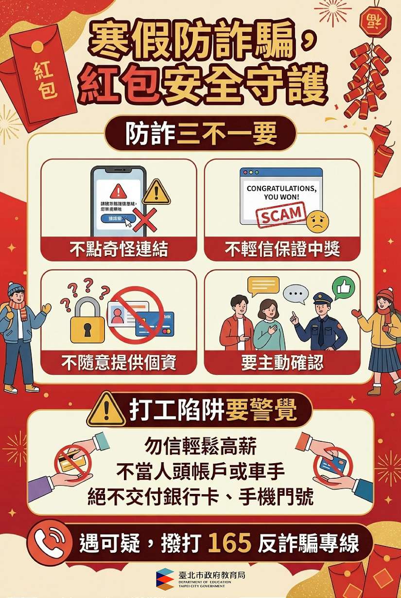 紅包到手、防詐先行—寒假防詐行動開跑