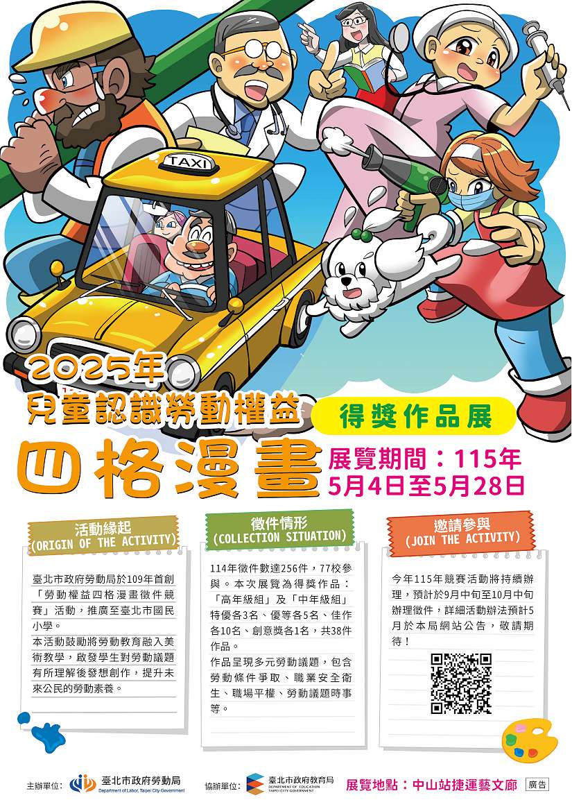 「畫畫看一看、勞權有答案」！臺北市勞動局邀您來捷運中山站藝文廊看畫展